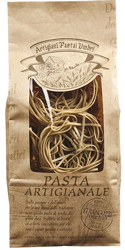 STRANGOZZI PORCINO - DURUM WHEAT SEMOLINA PASTA  WITH PORCINI MUSHROOMS - ARTP003