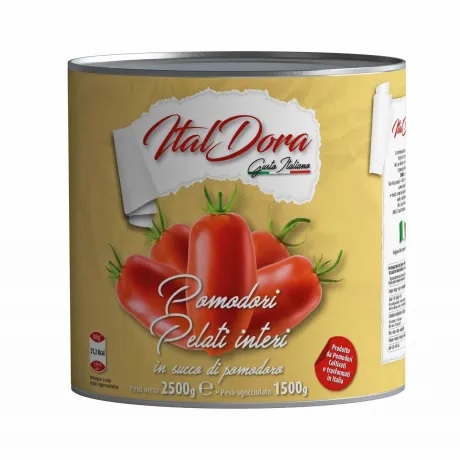 [DRA1223] WHOLE PEELED TOMATOES IN TOMATO JUICE 2500G SUPERSAUCE IN ENAMELED TIN 7° BRIX  -DOR6